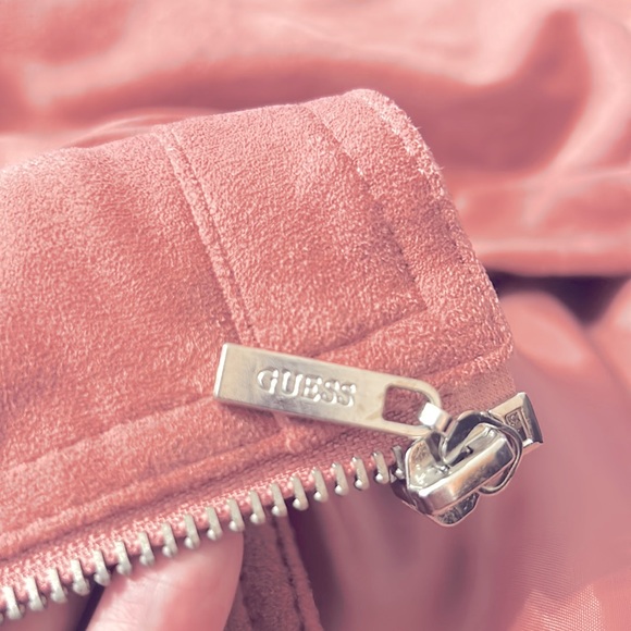 Guess Faux Suede Women’s Jacket Mauve 1/2 Zip Front Zip pockets Lined Sz XS - Picture 9 of 10